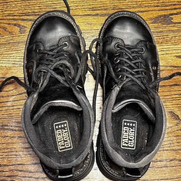 Y2K 90s Vintage FADED GLORY Chunky Black Lace Up Platform Boots Women’s 6.5 - Picture 6 of 8